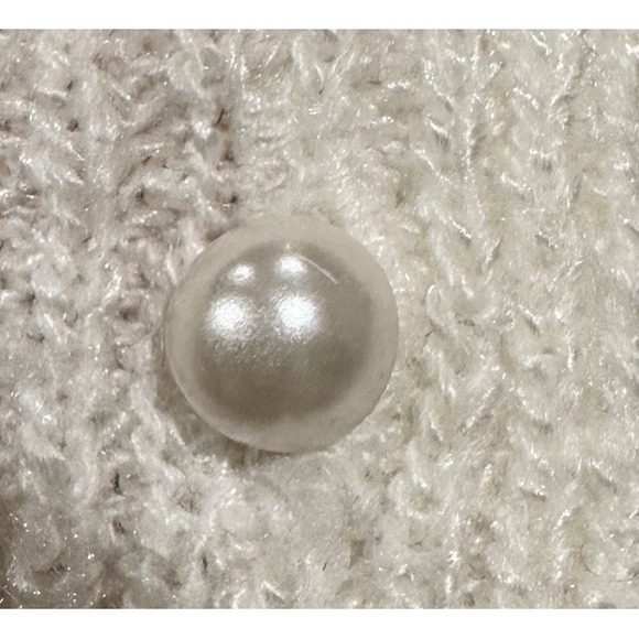 Vintage Ivory Cream Cardigan Pearl Buttons Cottagecore Romantic Old Money Layer - Picture 3 of 10